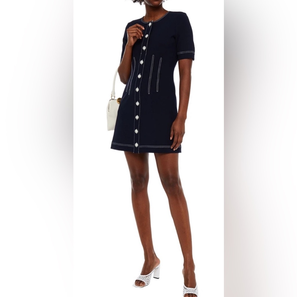 Veronica Beard Mikel Button Front Mini Dress 2 Navy Preppy